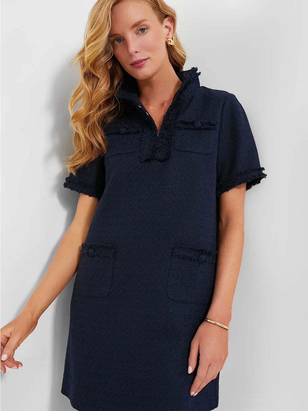 Tuckernuck Pomander Place Navy Tweed Ophelia Dress